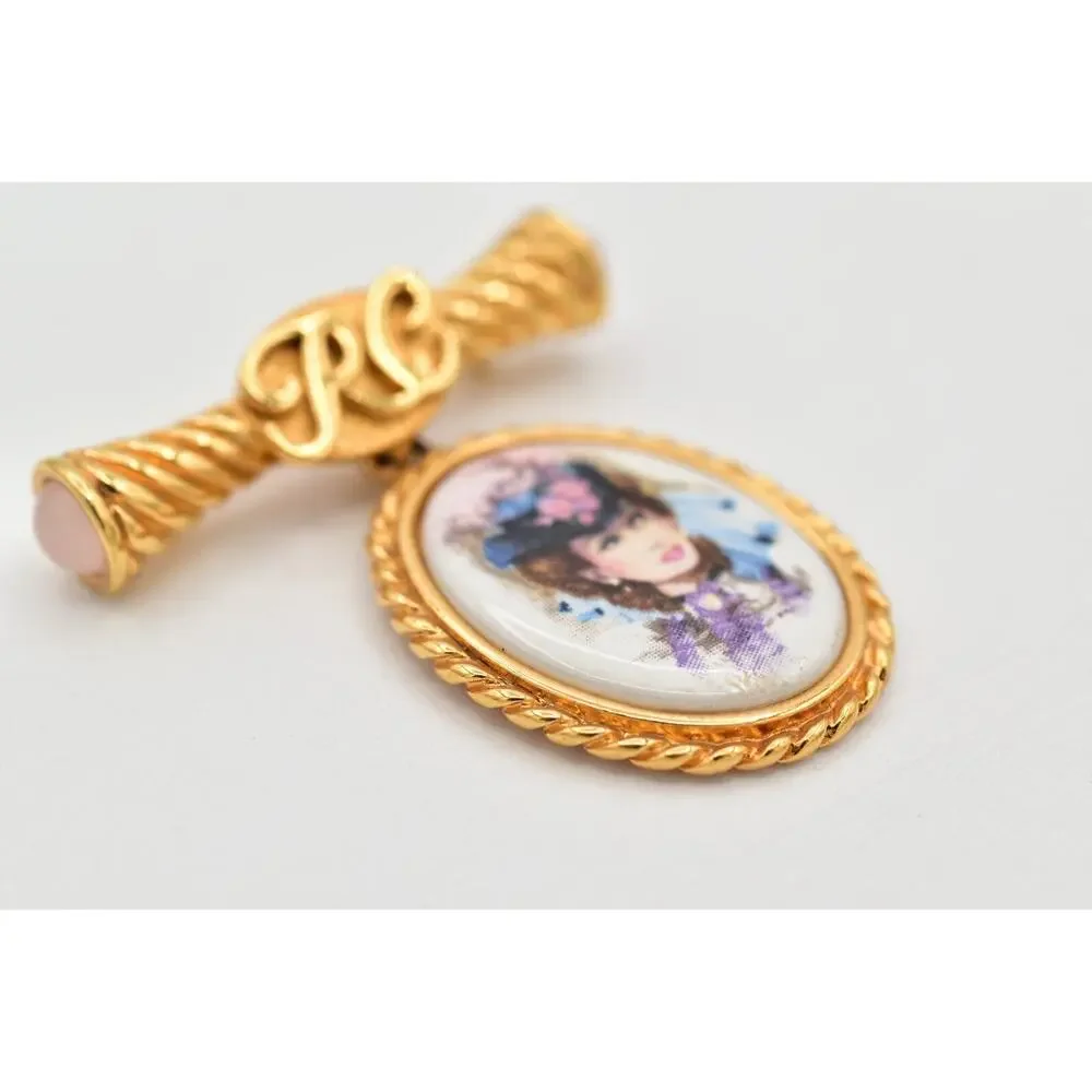 Avon Vintage Cameo President's Club Pin Brooch Pink Cabochon 1996-97 Signed 9B